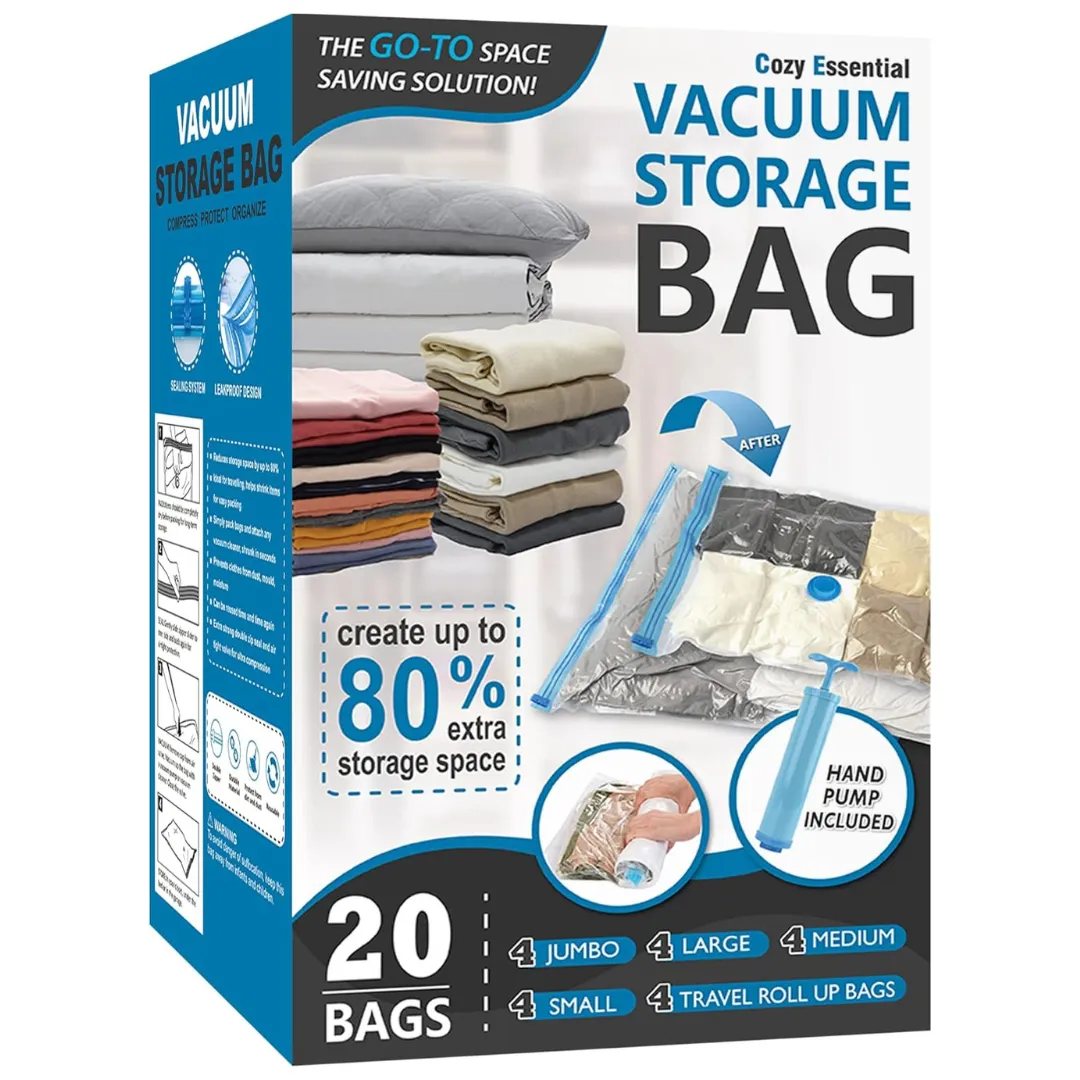 20-Pack Cozy Essential Vacuum Storage Bags