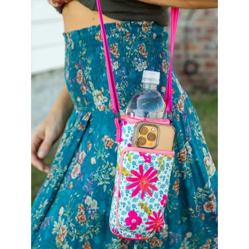 CARE & SHARE - WATER BOTTLE CARRIER: NEON DAISIES