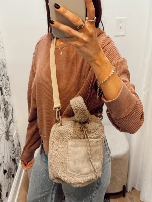 Fleece Crossbody Bucket Bag