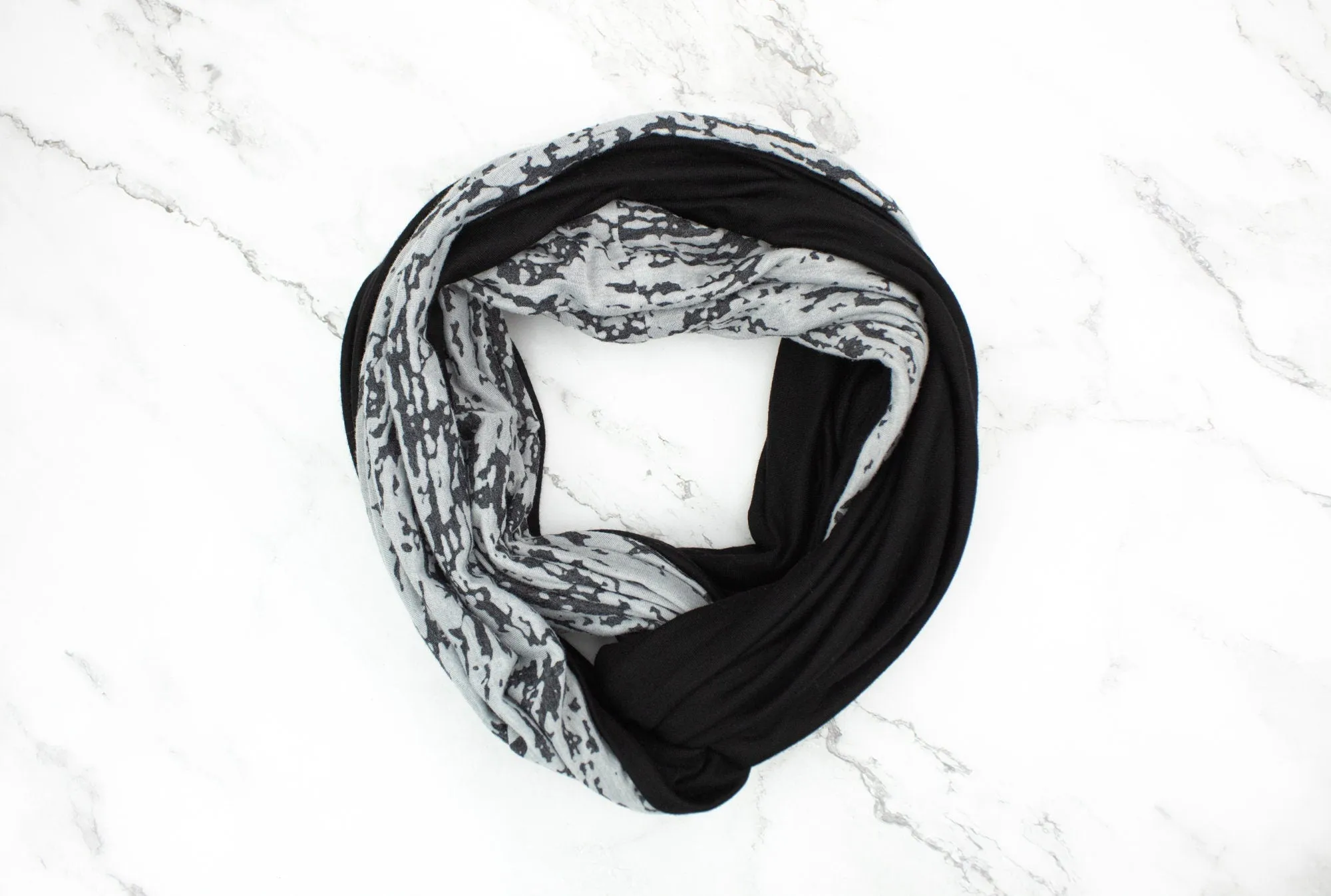 Gray Burnout Knit Infinity Scarf