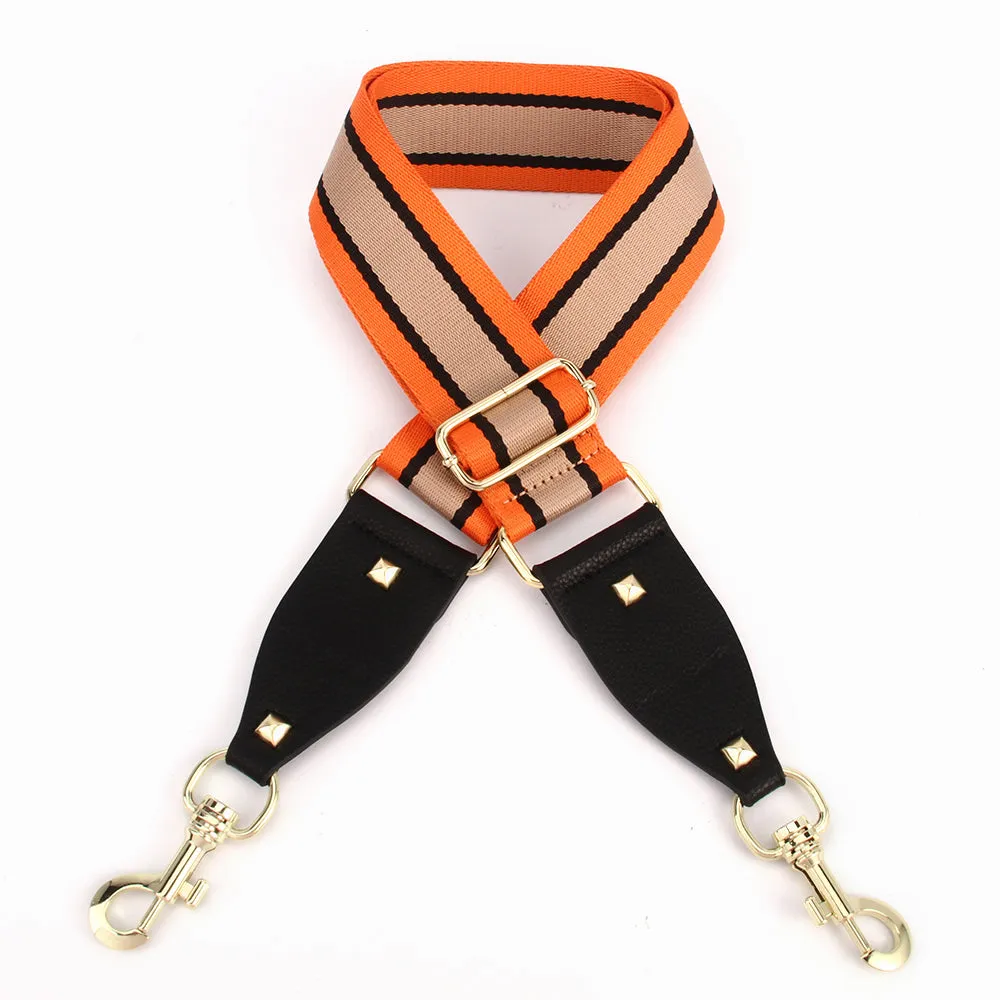 Hi Ho & Co Bag Strap Orange Black Nude Stripe