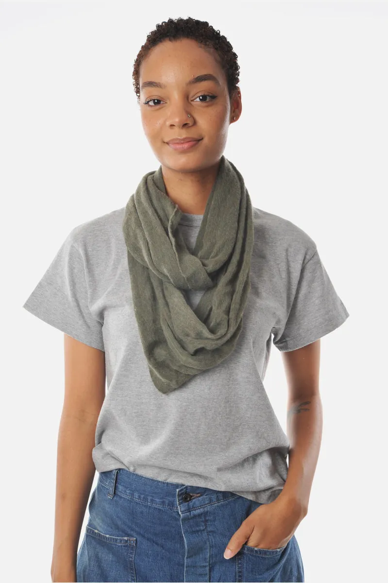 Olive Melange Knit Cashmere Tube Scarf