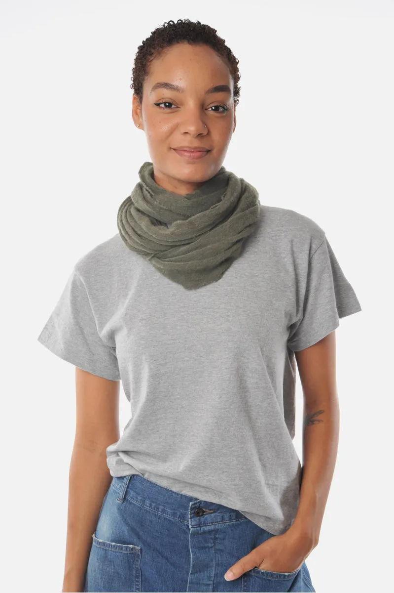 Olive Melange Knit Cashmere Tube Scarf