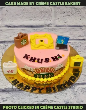 Pink Friends Theme Cake