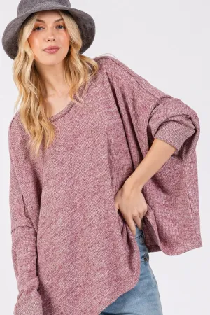 SAGE   FIG Round Neck Batwing Sleeve Oversize Top