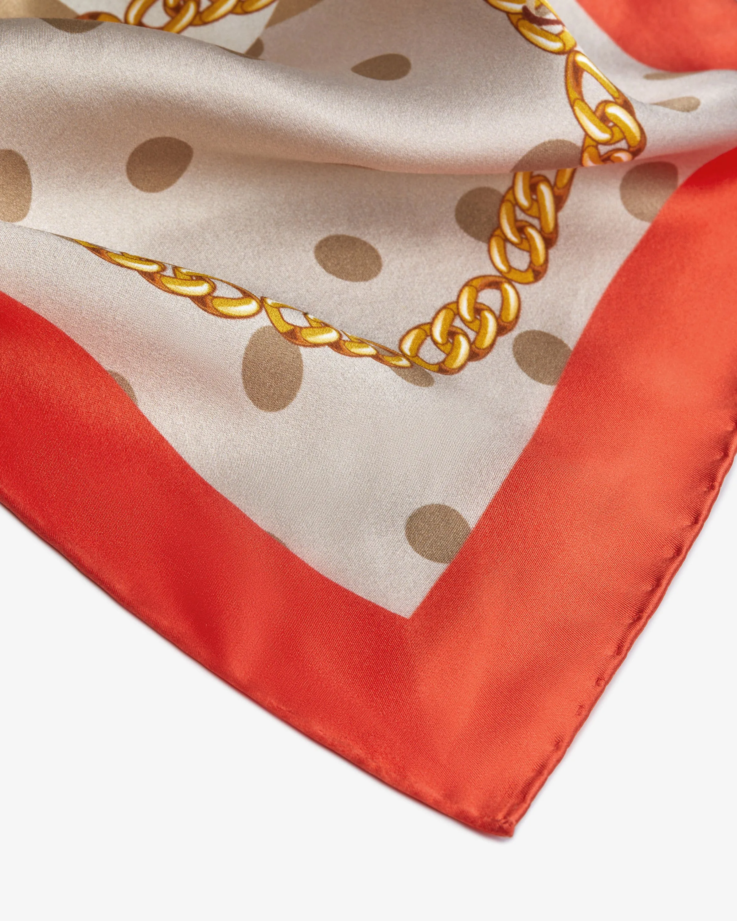 Silk Square Scarf - Oat/Caramel Chain Print