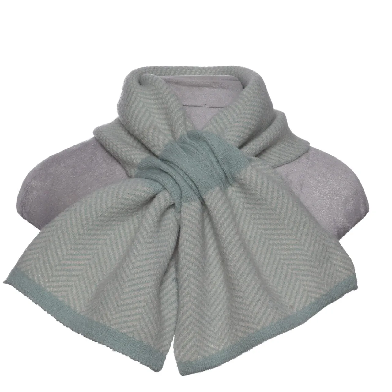 Winter Pull Through Scarf Herringbone Green