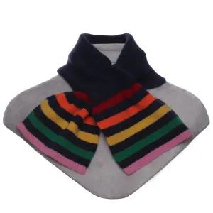 Winter Pull Through Scarf Knit Rainbow Navy